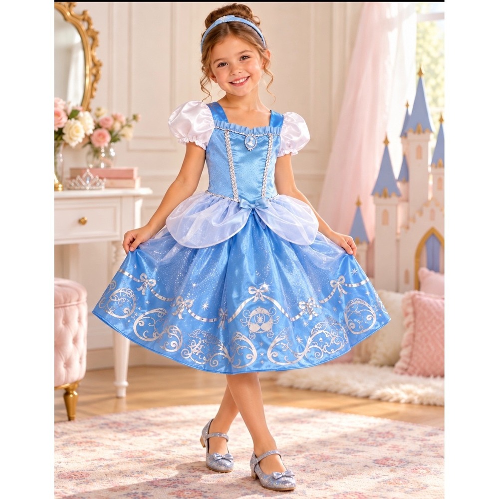 Disney Cinderella Costume Girls 4-6X Blue Princess Dress Jakks Pacific Halloween